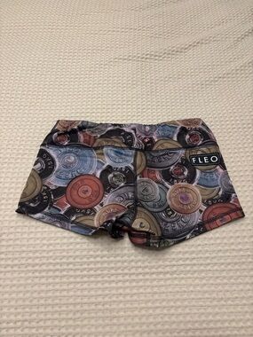 Fleo Bullet-Head Print Athletic Shorts - Multicolor Neutral Tones